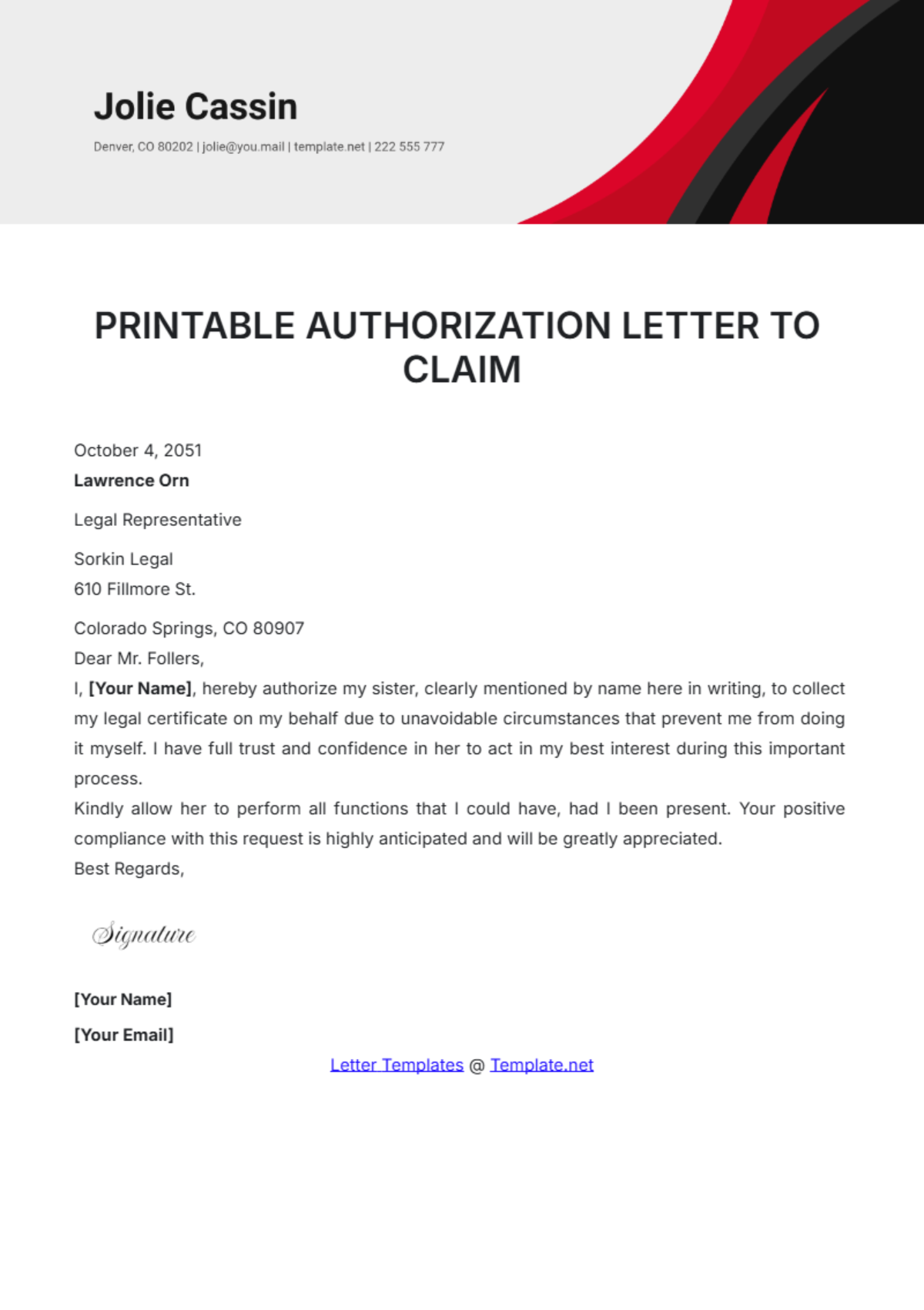 Printable Authorization Letter to Claim Template - Edit Online & Download