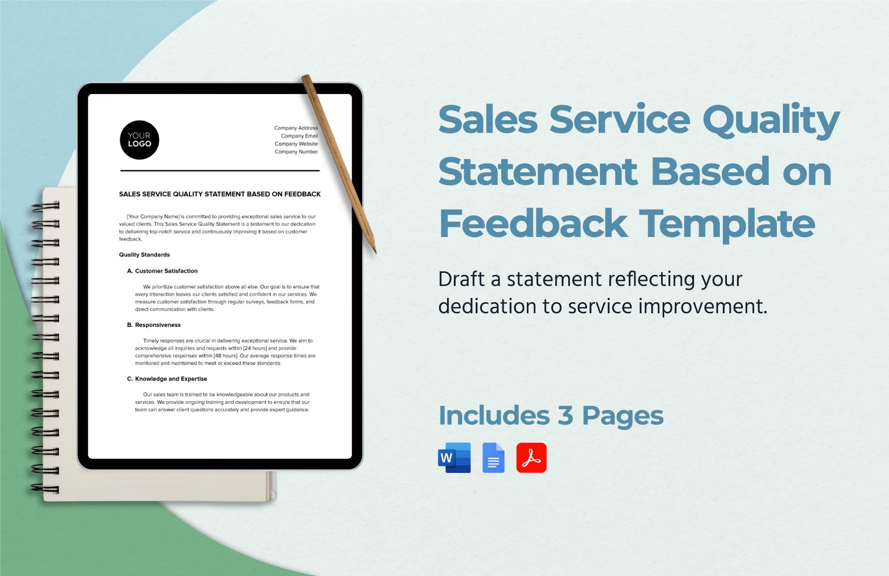 Sales Service Quality Statement Based on Feedback Template