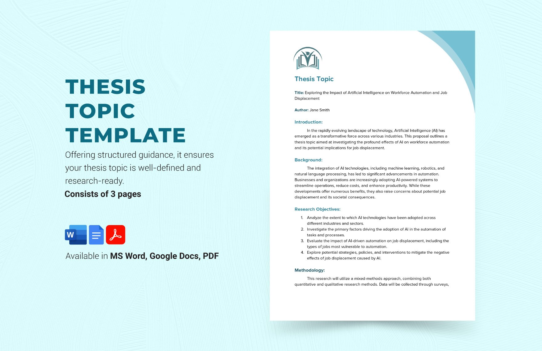 Thesis Topic Template in Word, Google Docs, PDF