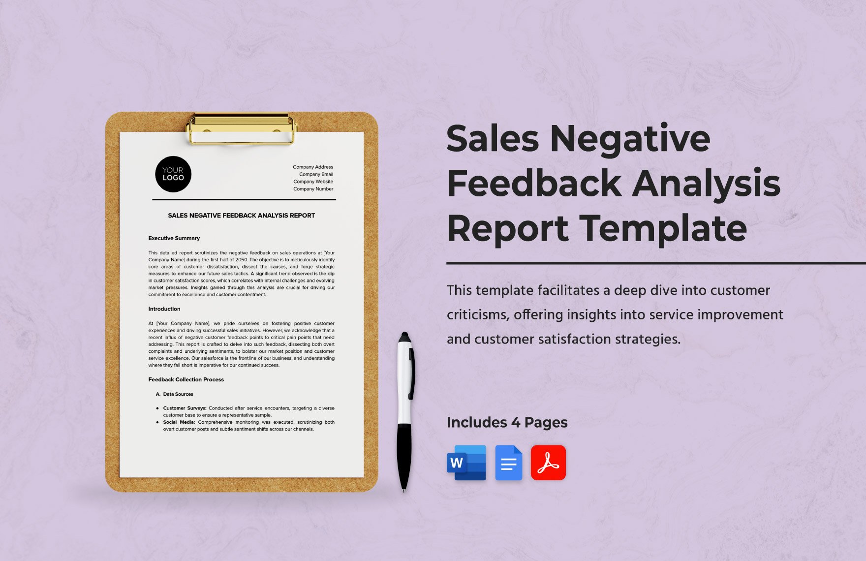 Sales Negative Feedback Analysis Report Template