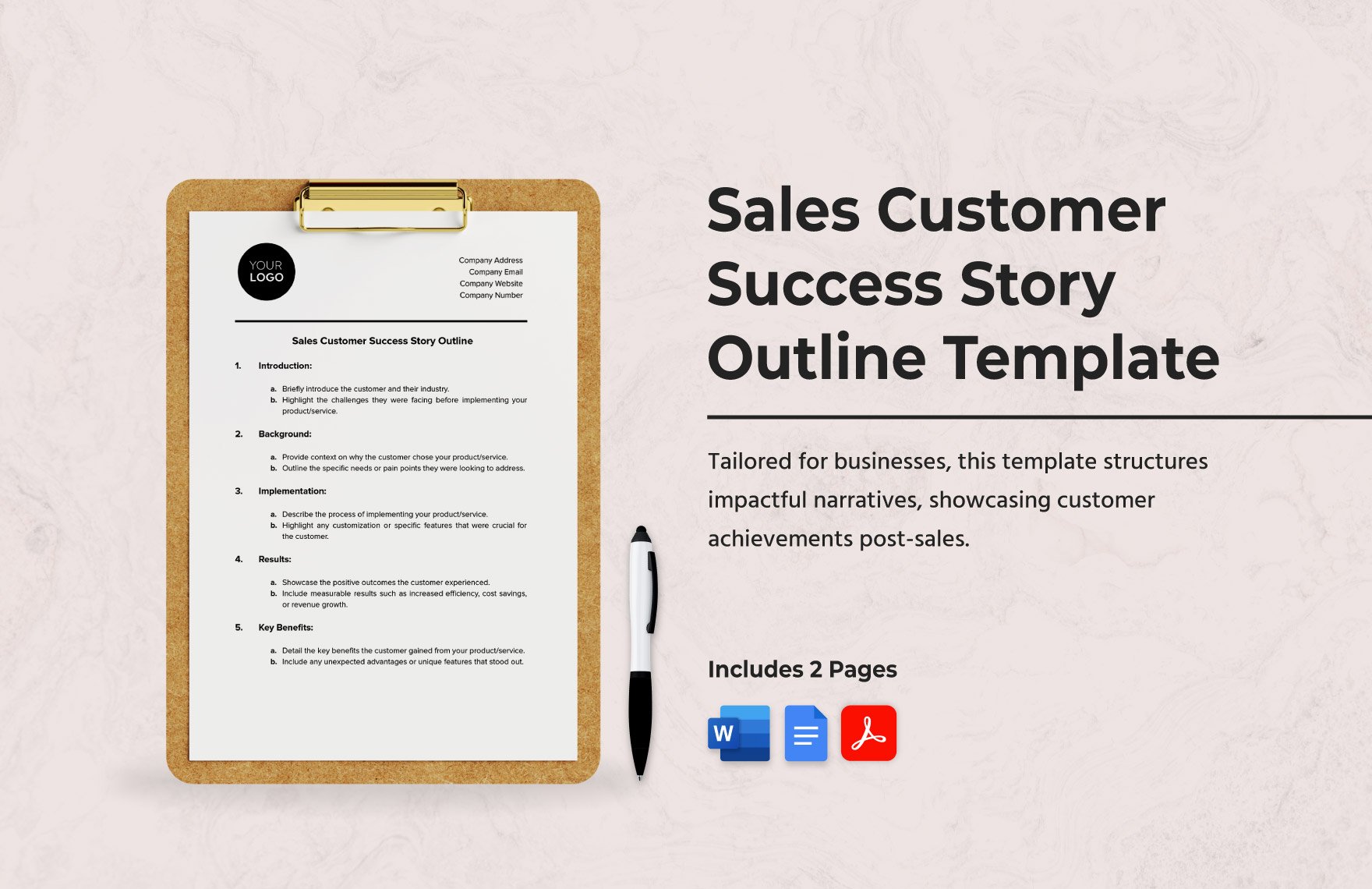 Sales Customer Success Story Outline Template