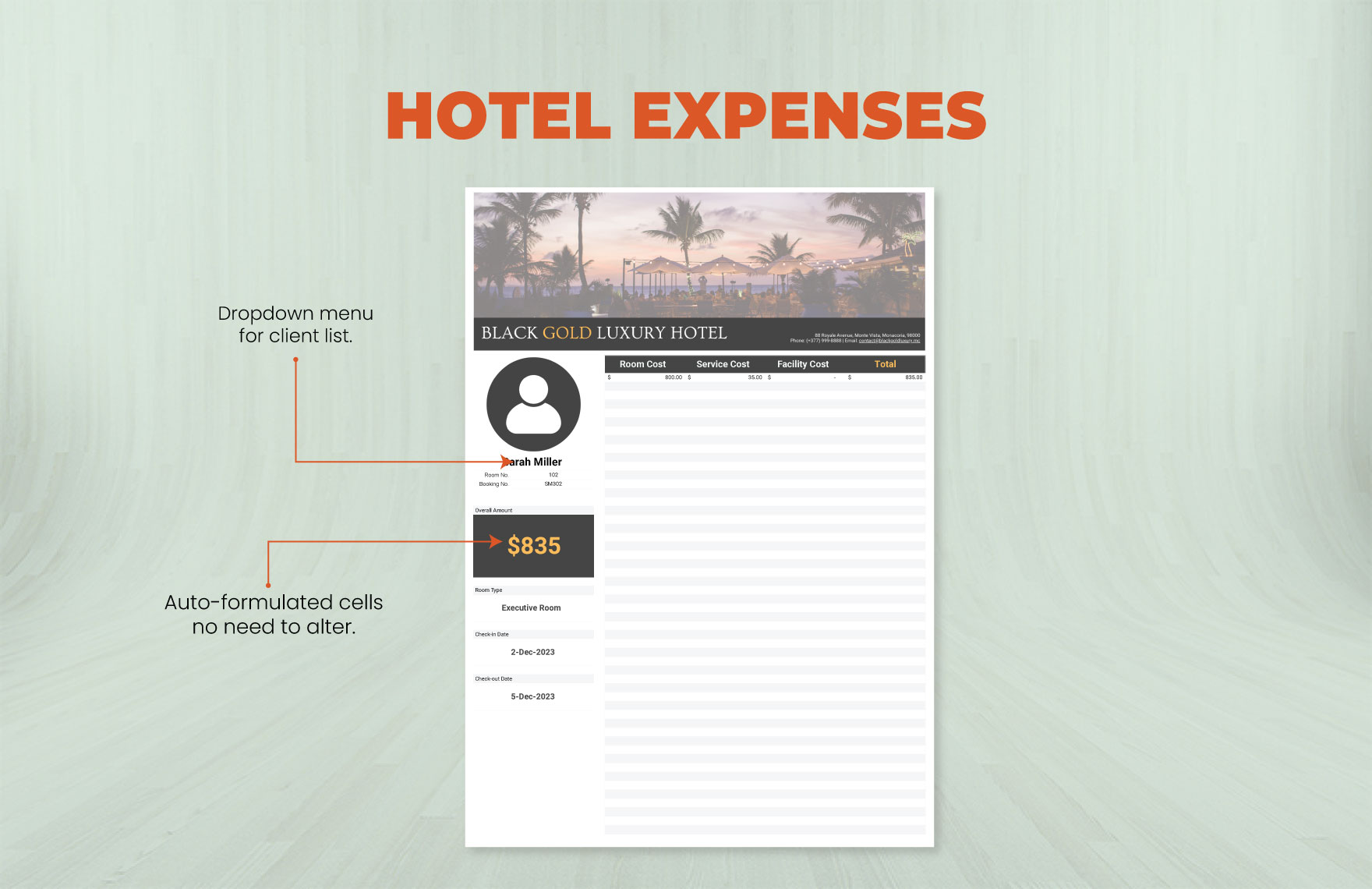 Hotel Expenses Template Download in Excel, Google Sheets