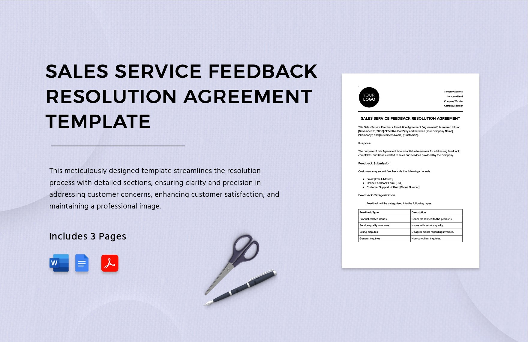 Sales Service Feedback Resolution Agreement Template