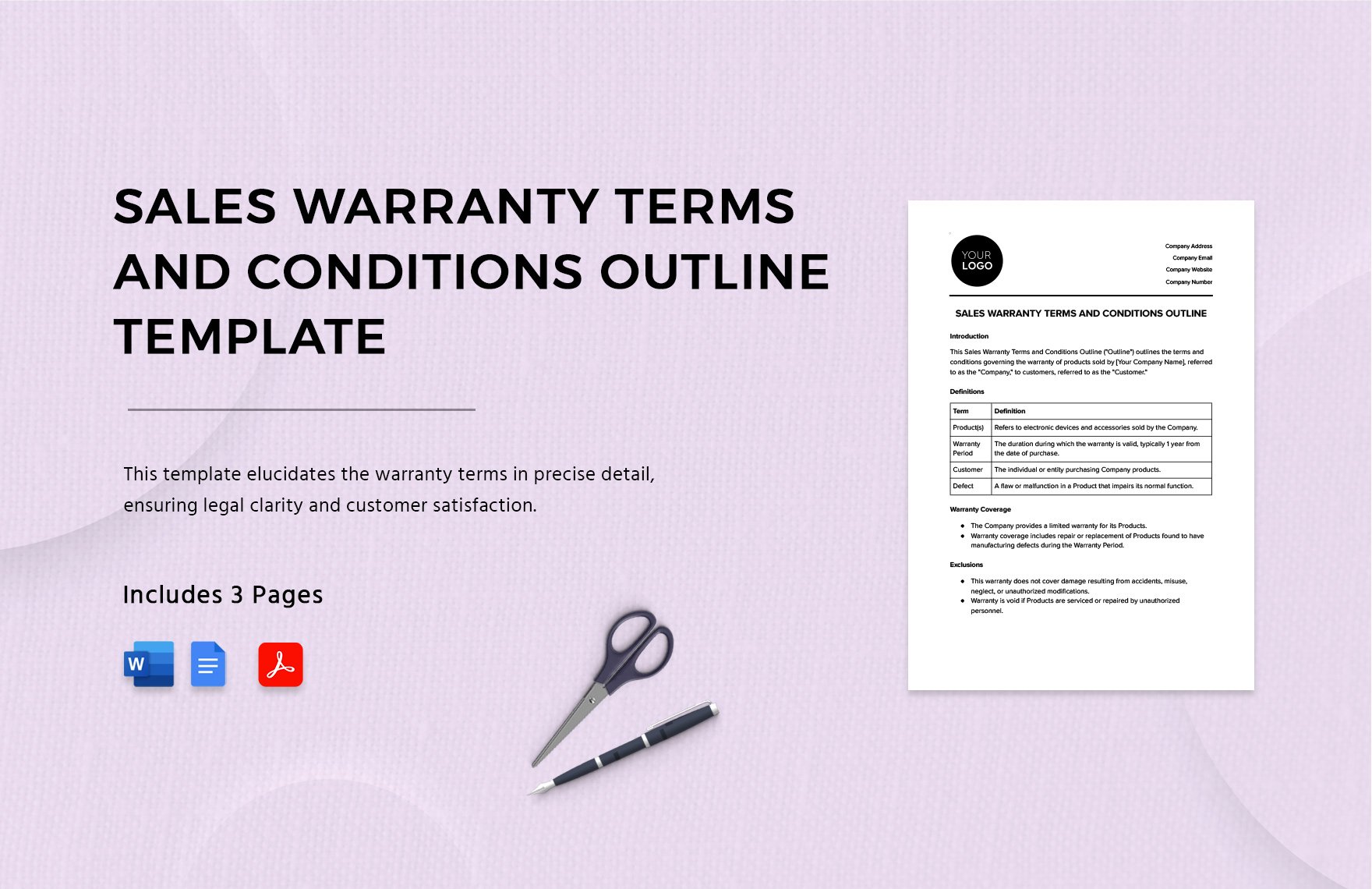 Sales Warranty Terms and Conditions Outline Template