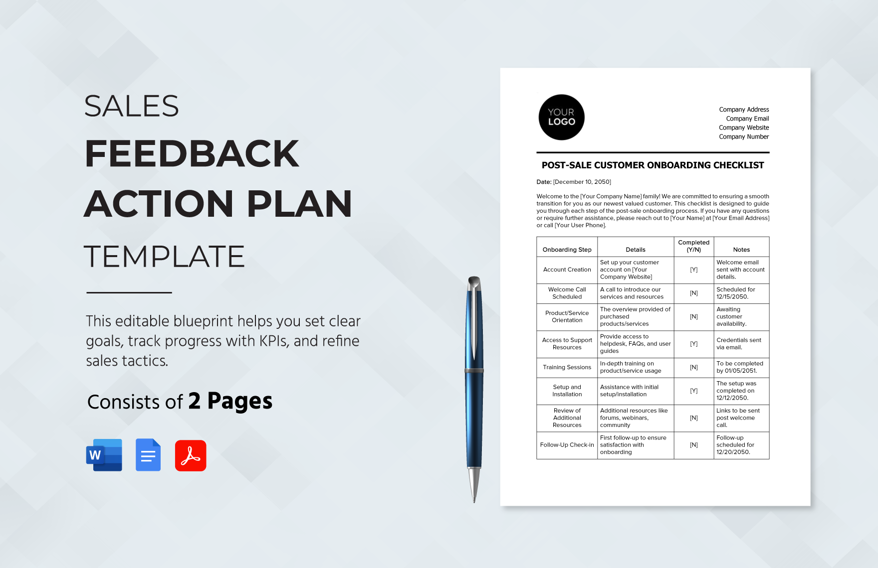 Sales Feedback Action Plan Template in Word, Google Docs, PDF