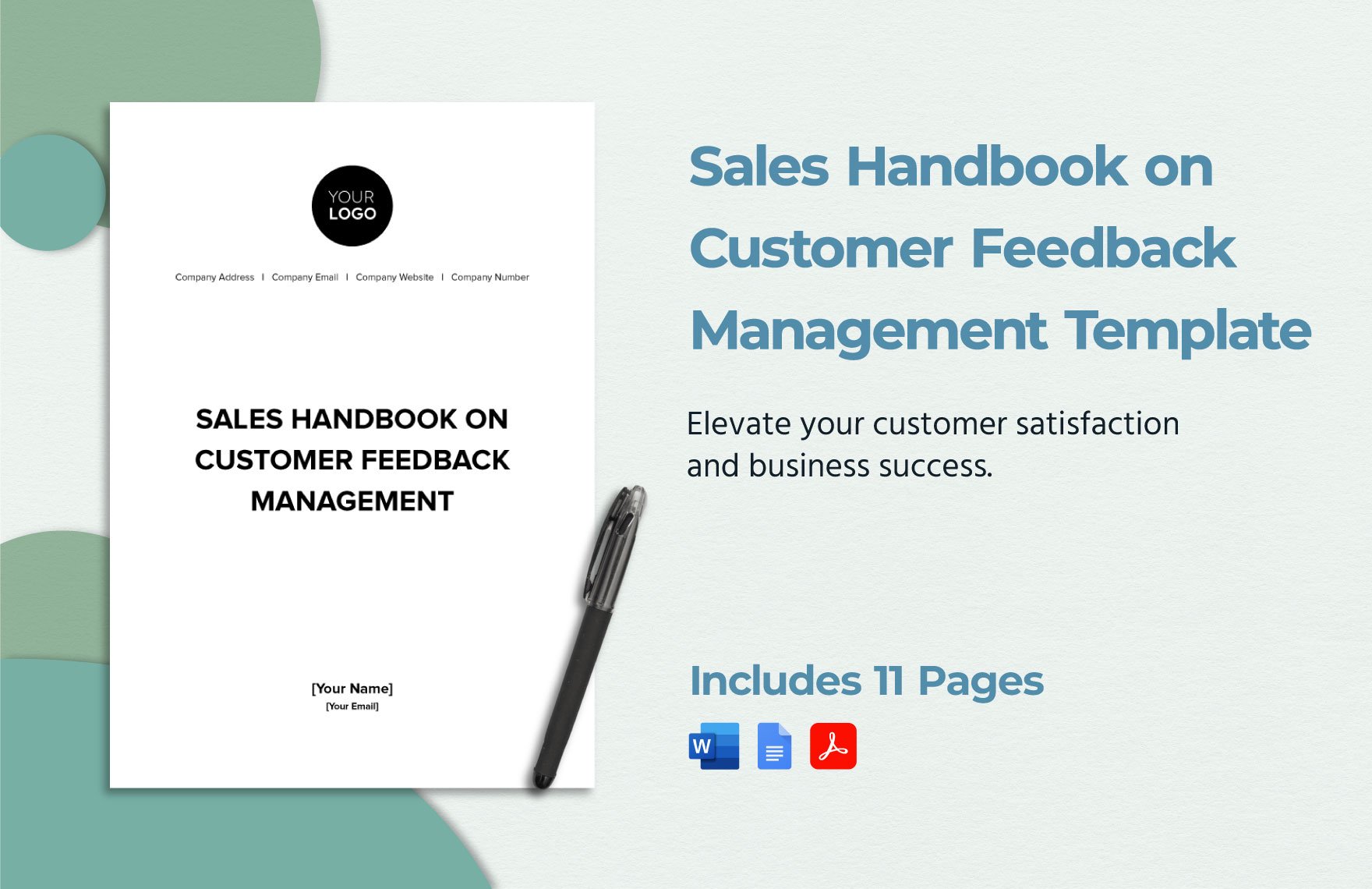 Sales Handbook on Customer Feedback Management Template in Word, Google Docs, PDF