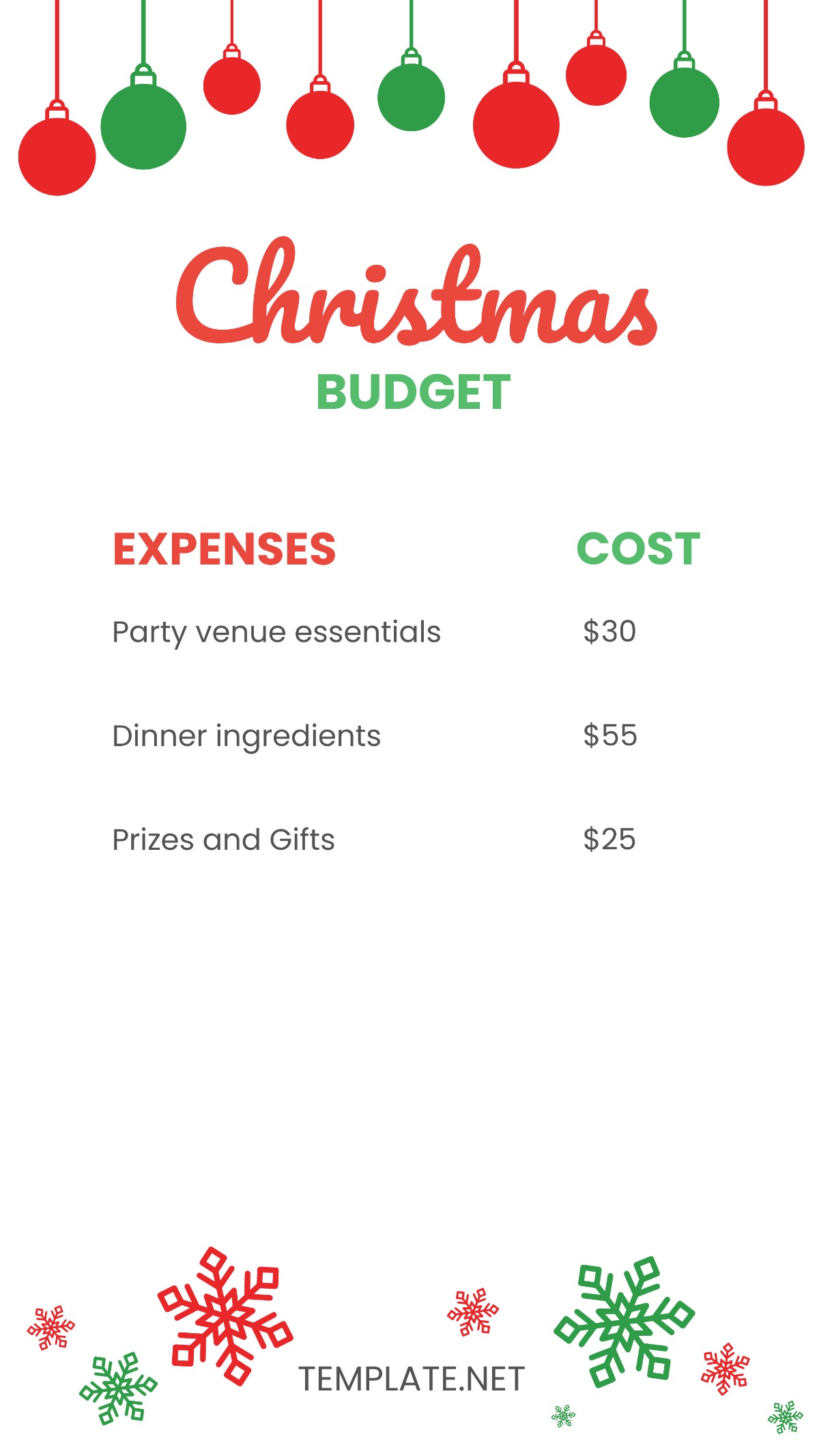 Christmas Budget Template