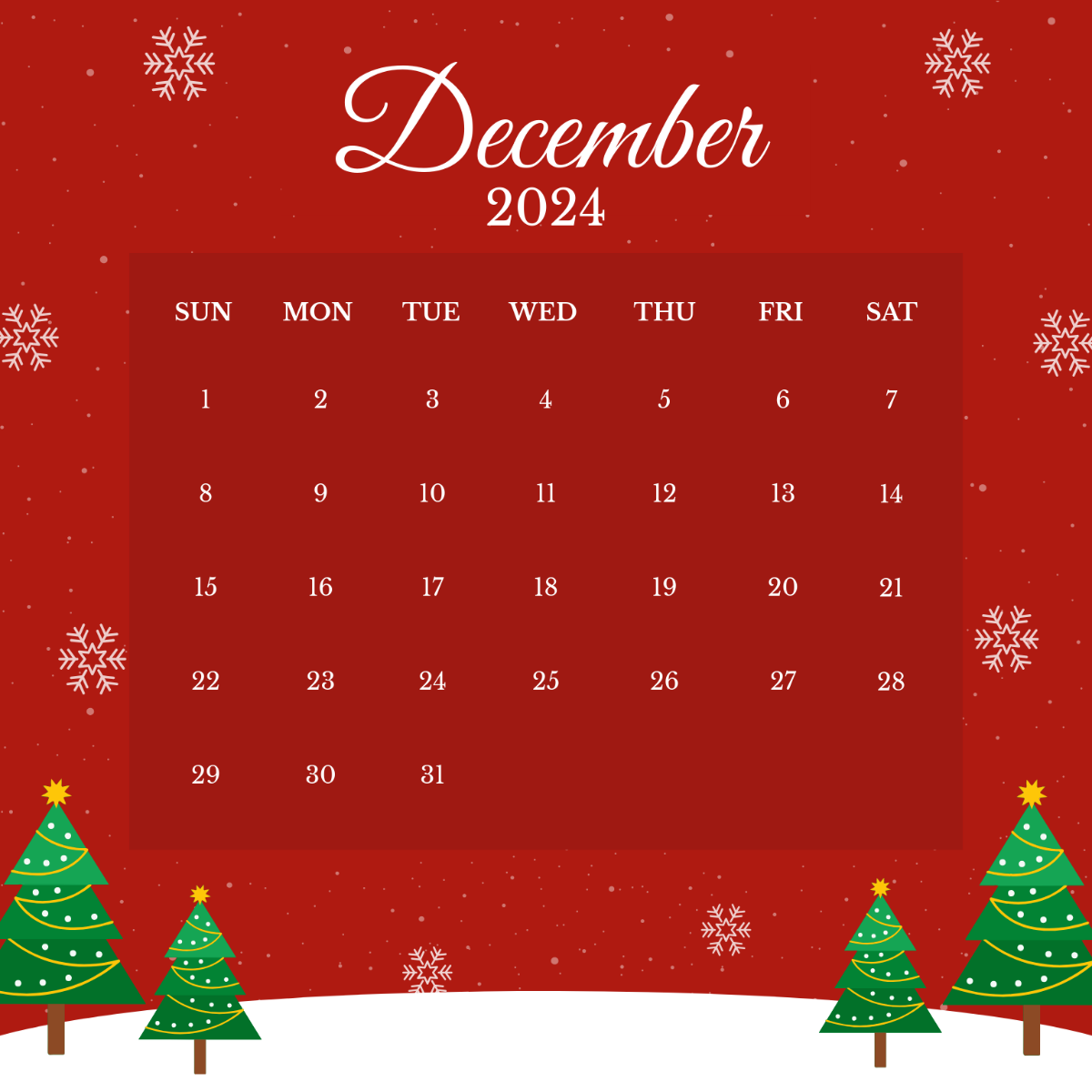 Free Christmas Calendar Template - Edit Online & Download