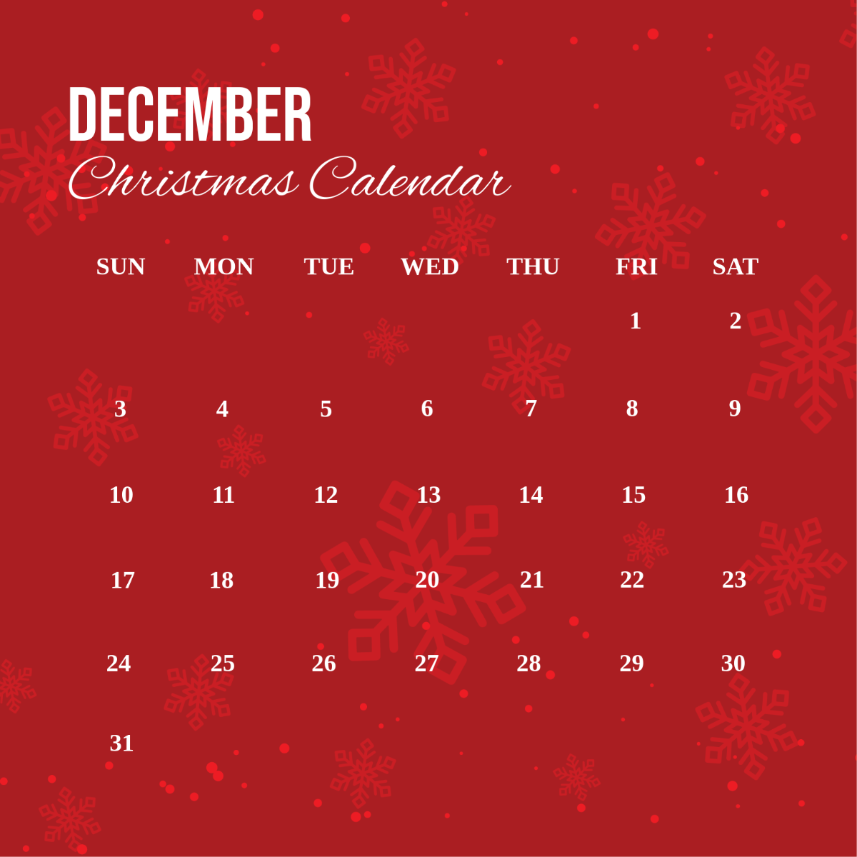 Christmas Calendar Template