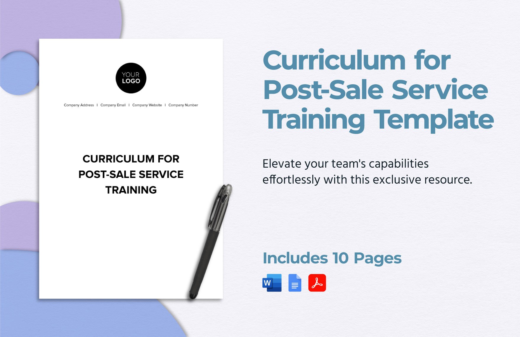 Curriculum for Post-Sale Service Training Template