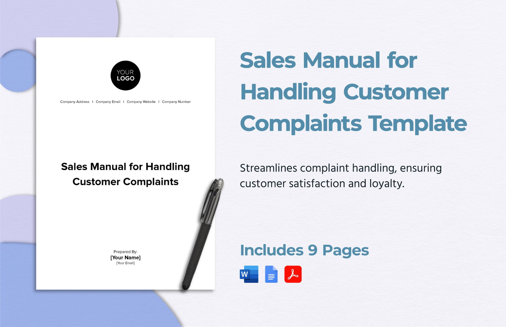 Sales Manual for Handling Customer Complaints Template in Word, Google Docs, PDF