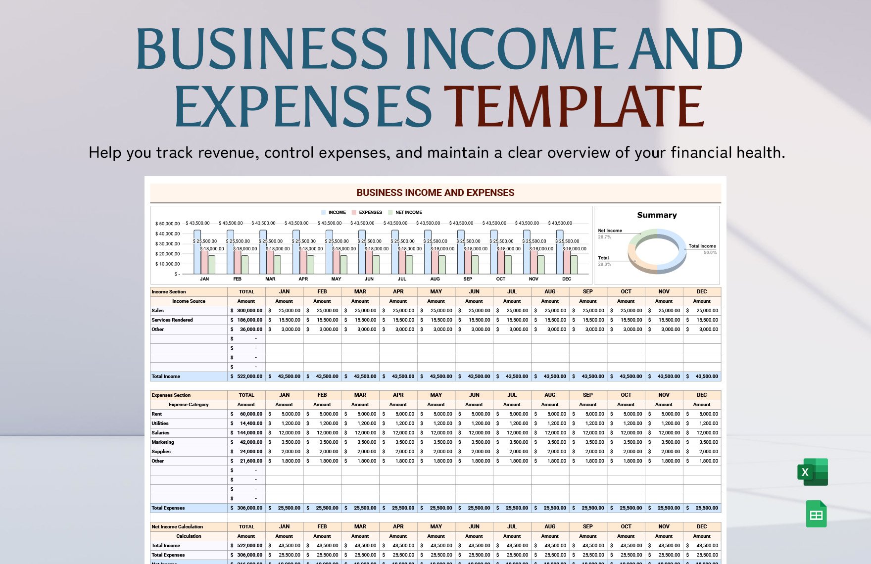 Business Income and Expenses Template
