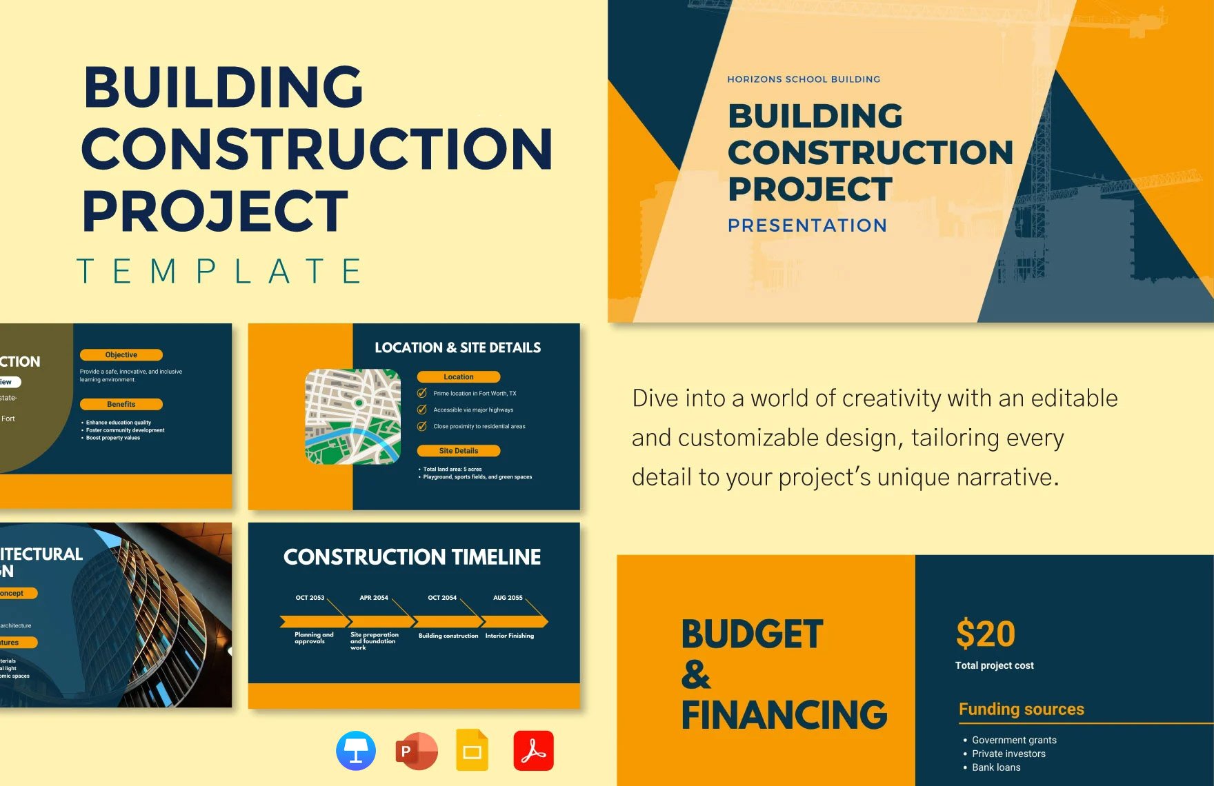 Building Construction Project Template in PDF, PowerPoint, Google Slides, Apple Keynote