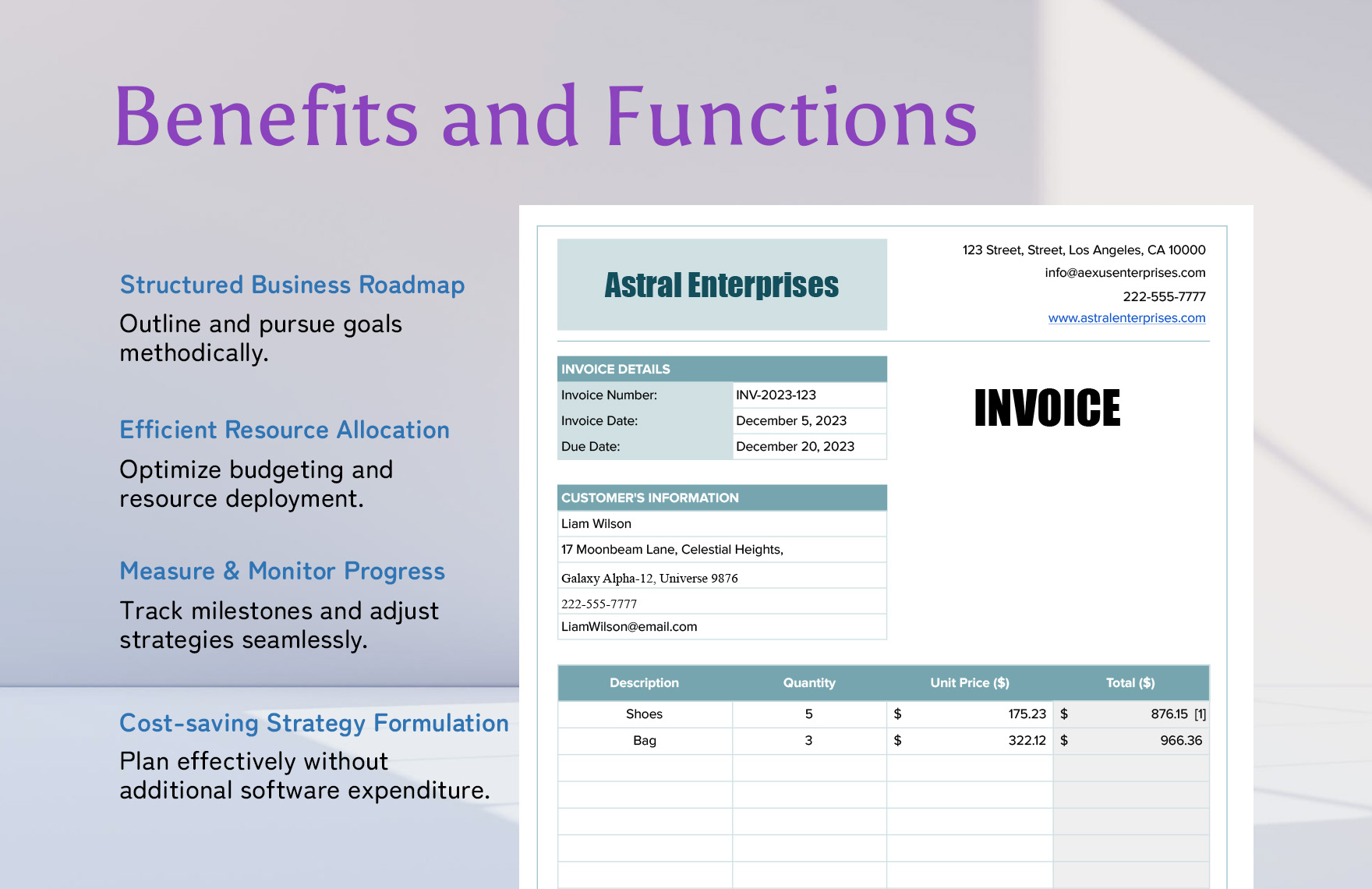 Product Invoice Template