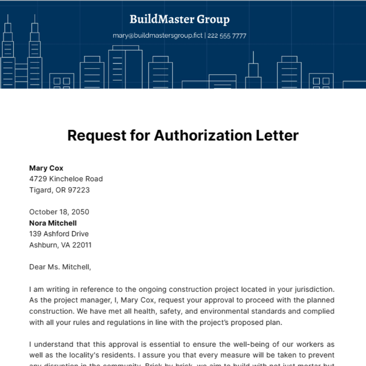 Request for Authorization Letter Template