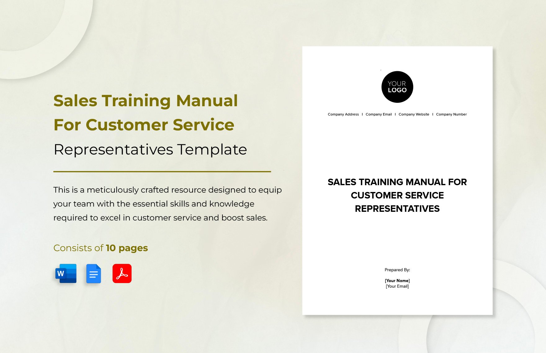 Sales Training Manual for Customer Service Representatives Template