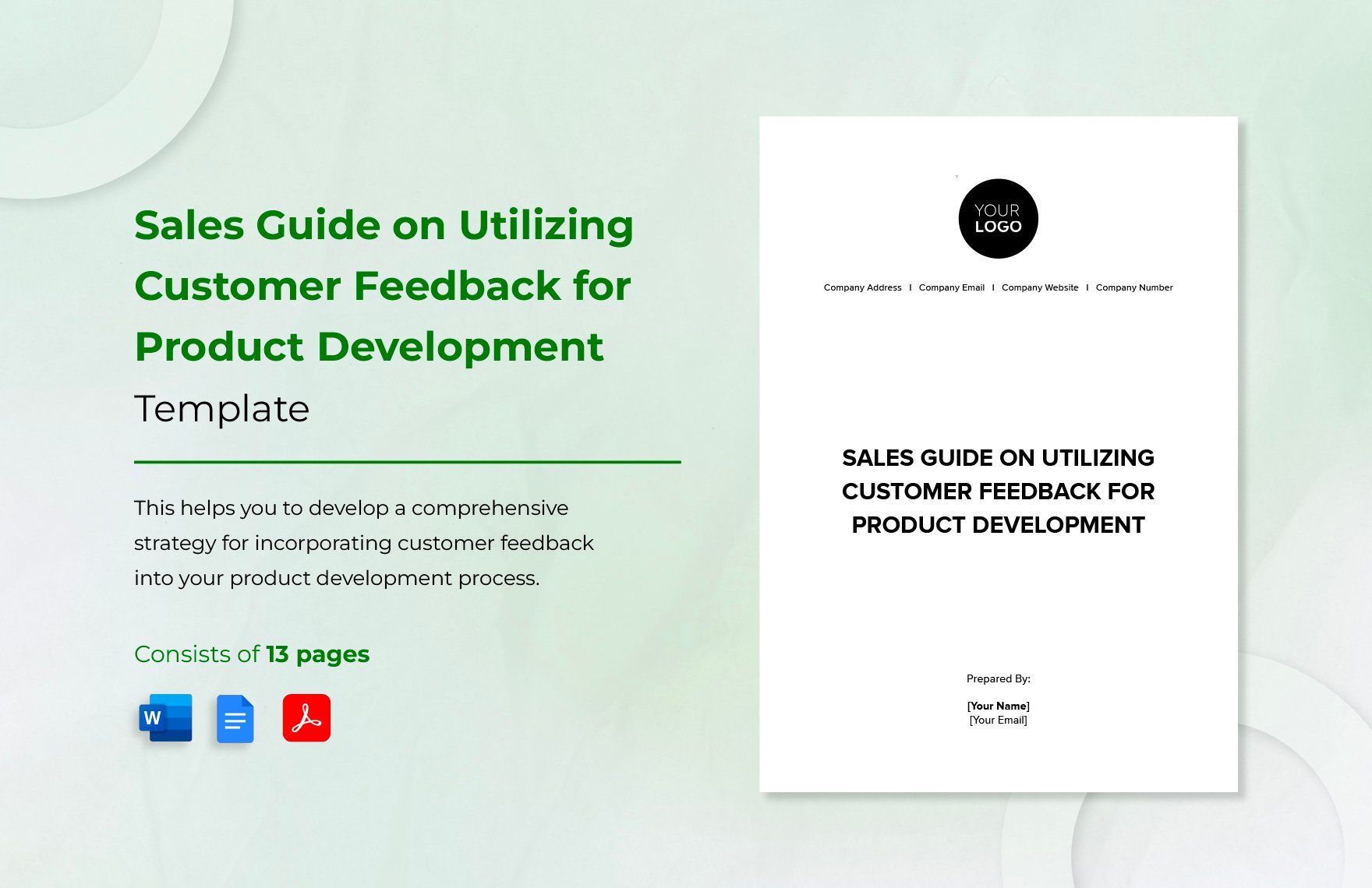 Sales Guide on Utilizing Customer Feedback for Product Development Template in Word, Google Docs, PDF