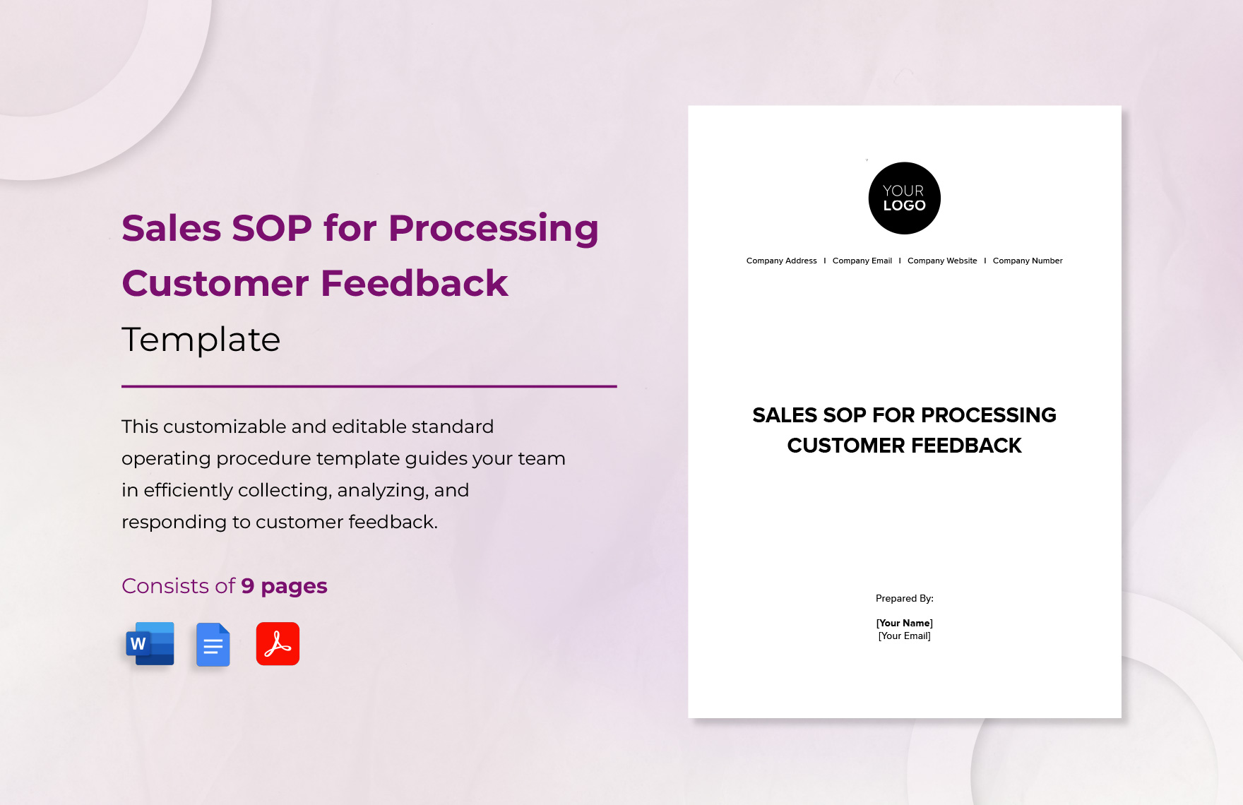 Sales SOP for Processing Customer Feedback Template