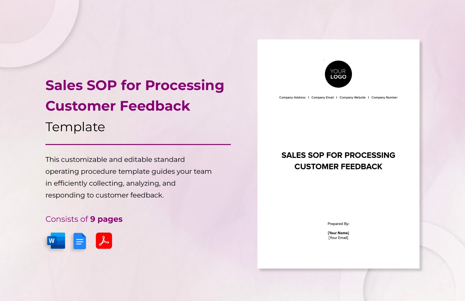 Sales SOP for Processing Customer Feedback Template