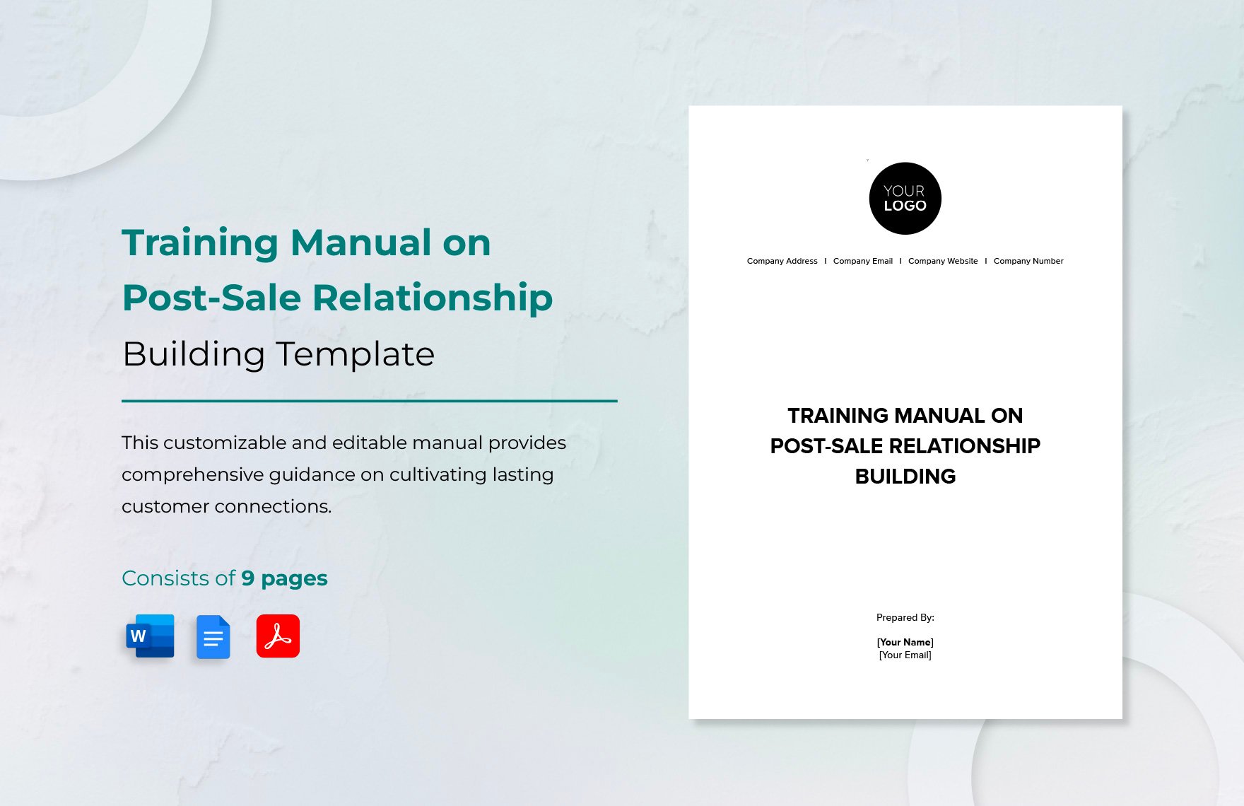 Training Manual on Post-Sale Relationship Building Template