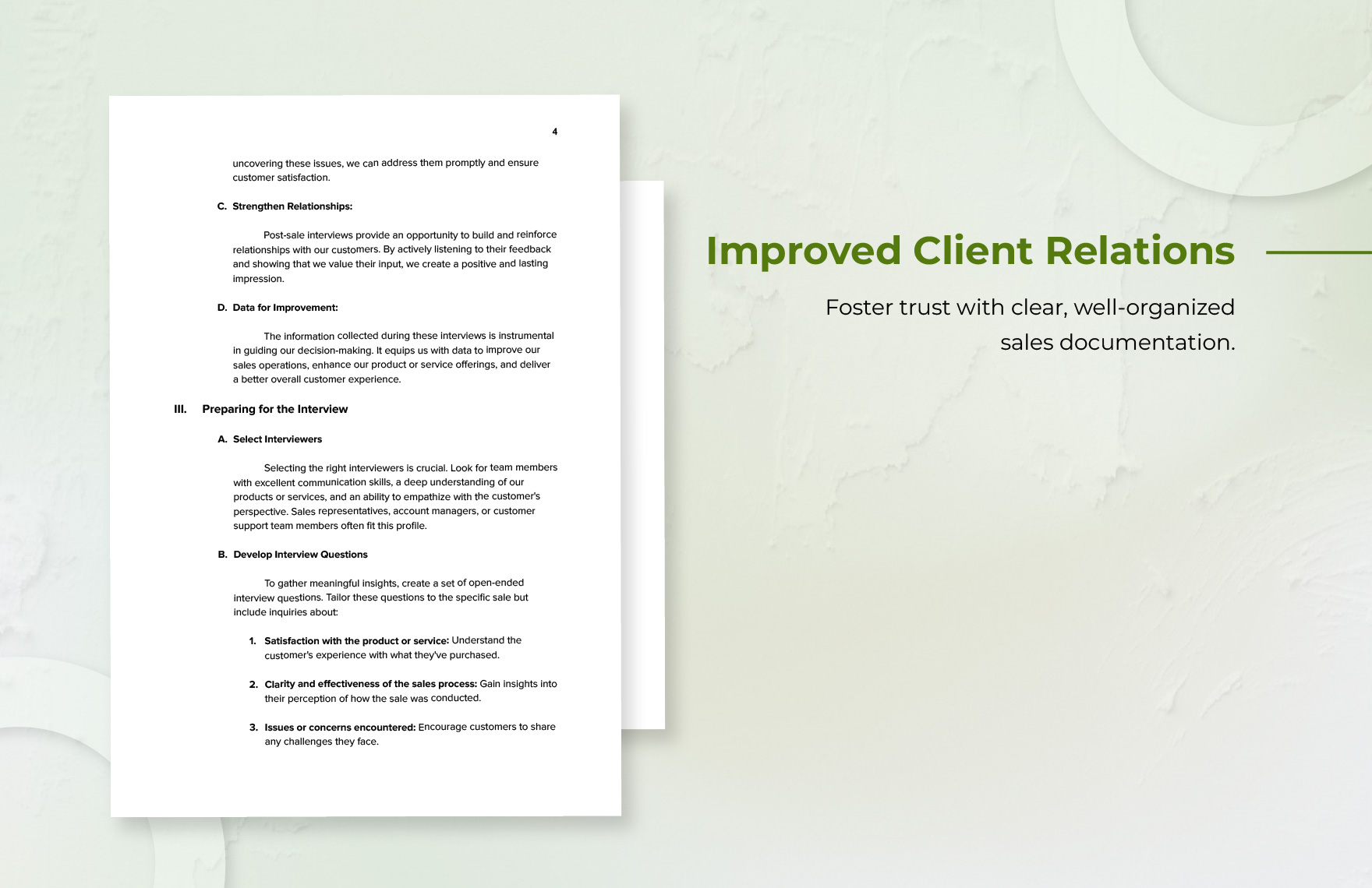Guide for Conducting Post-Sale Customer Interviews Template