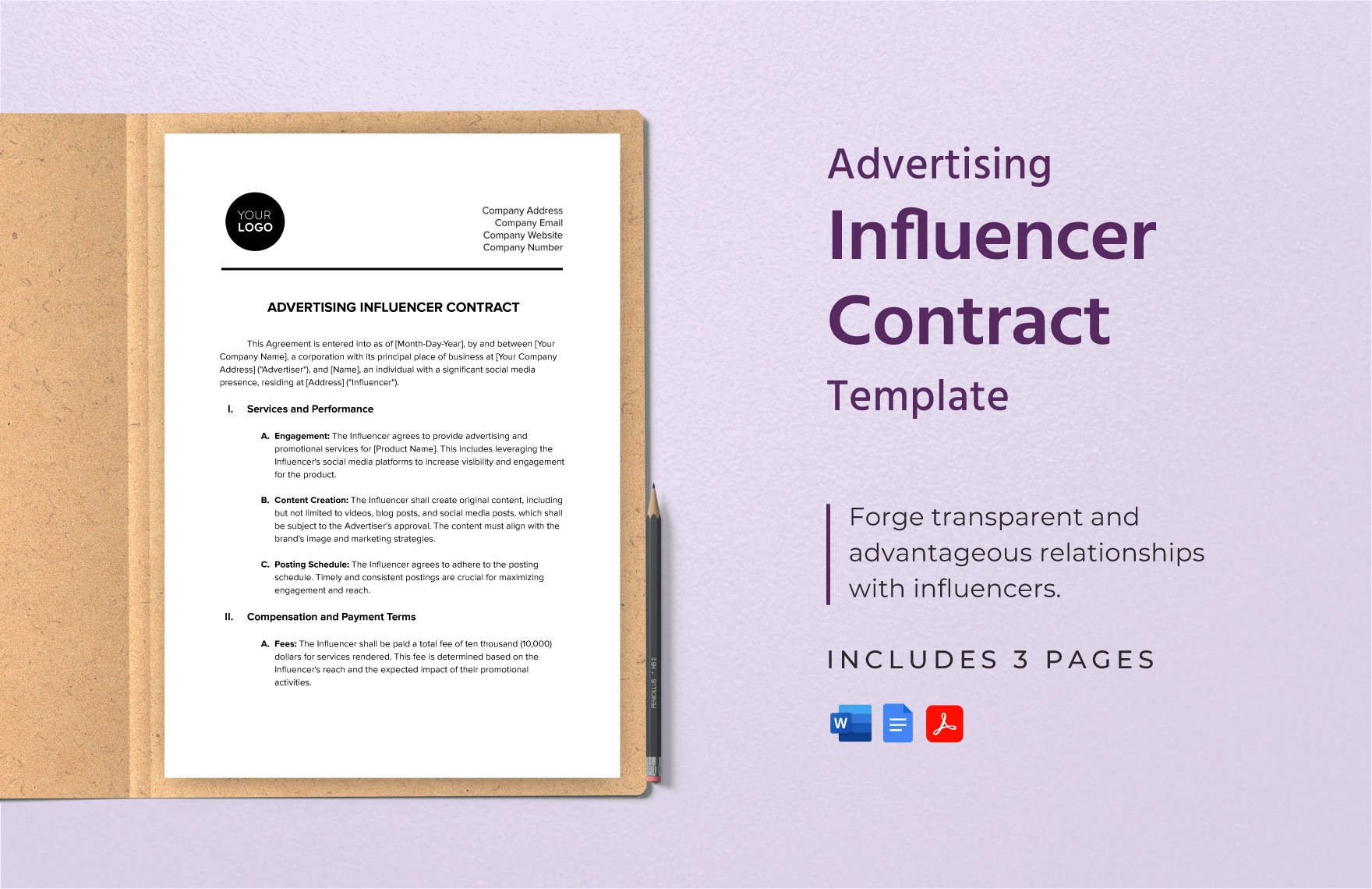 Advertising Influencer Contract Template