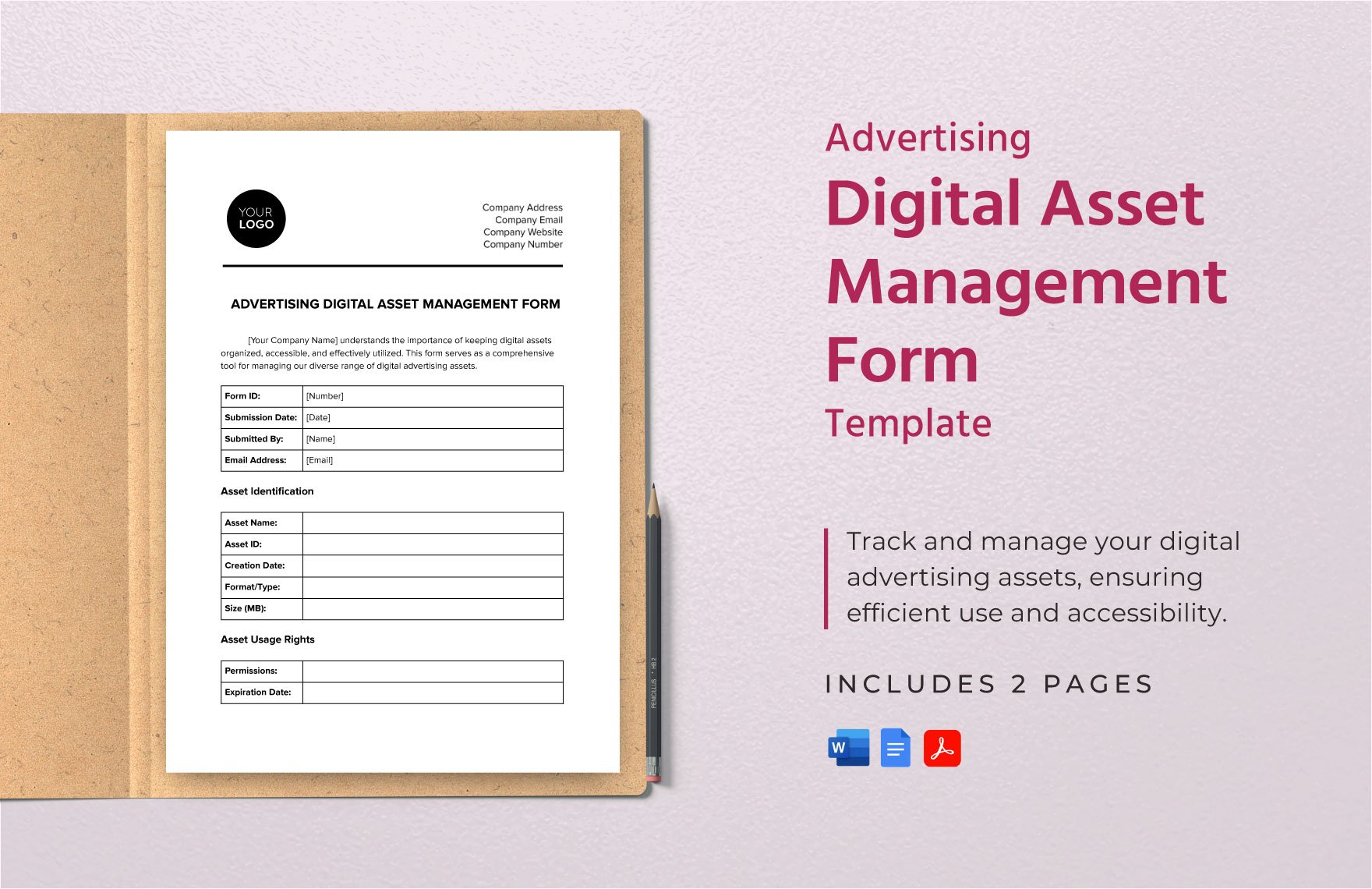 Advertising Digital Asset Management Form Template in Word, Google Docs, PDF