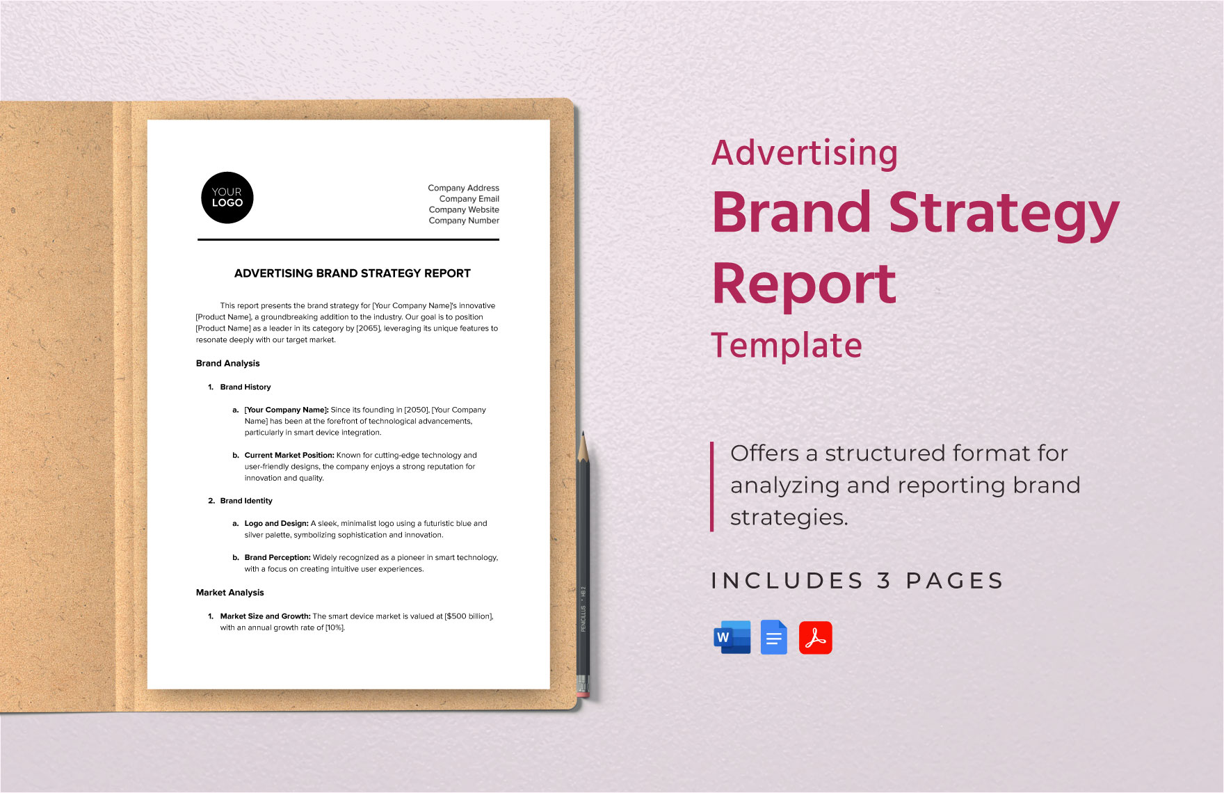 Advertising Brand Strategy Report Template in Word, Google Docs, PDF