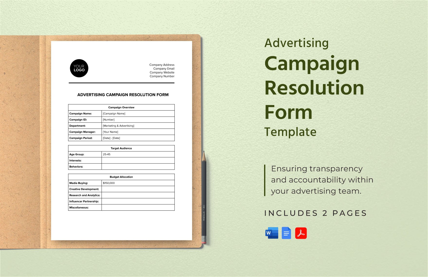 Advertising Campaign Resolution Form Template in Word, Google Docs, PDF