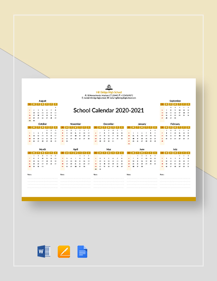 23+ School Calendar Templates - Word, PDF, Google Docs