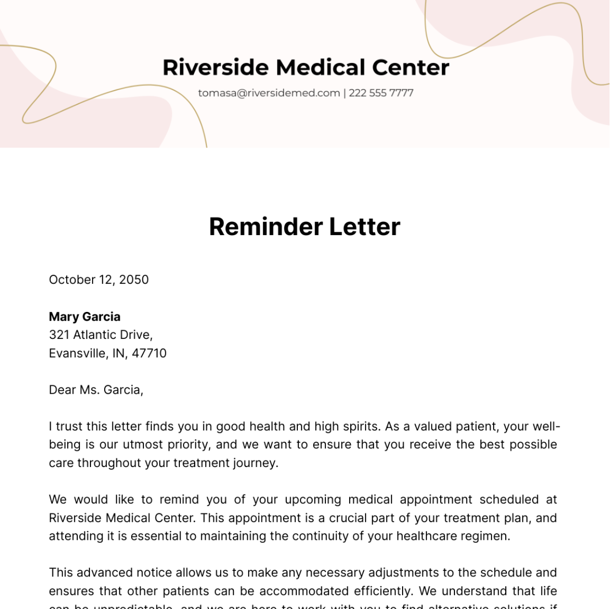 Free Reminder Letter Template