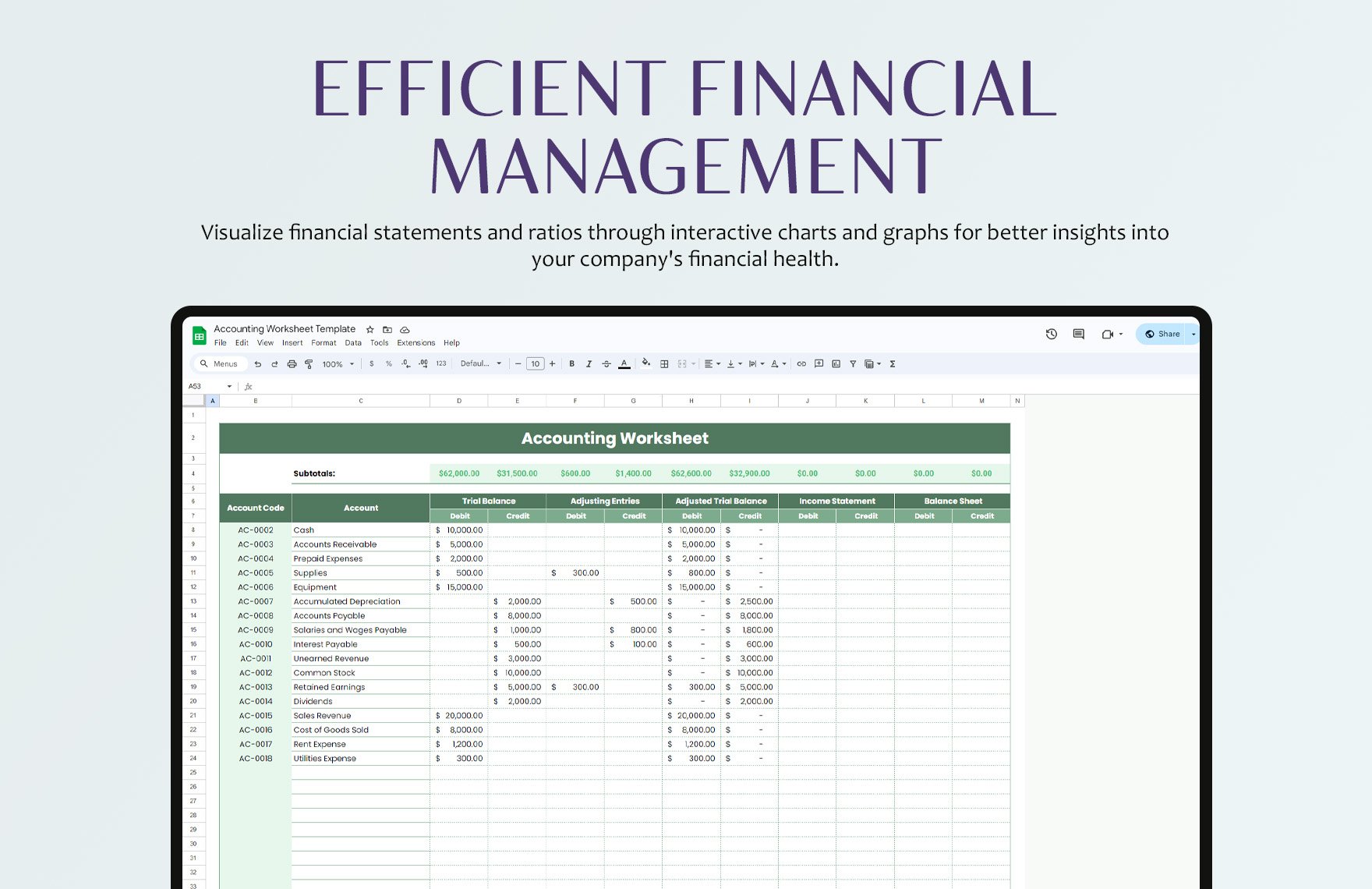 Accounting Worksheet Template