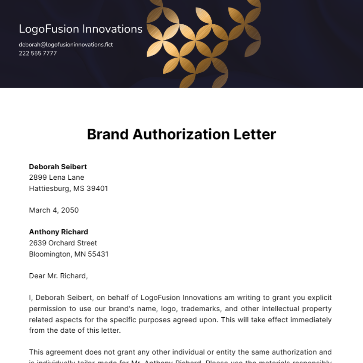 Free Brand Authorization Letter Template