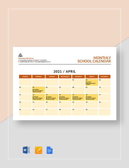 23+ School Calendar Templates - Word, PDF, Google Docs