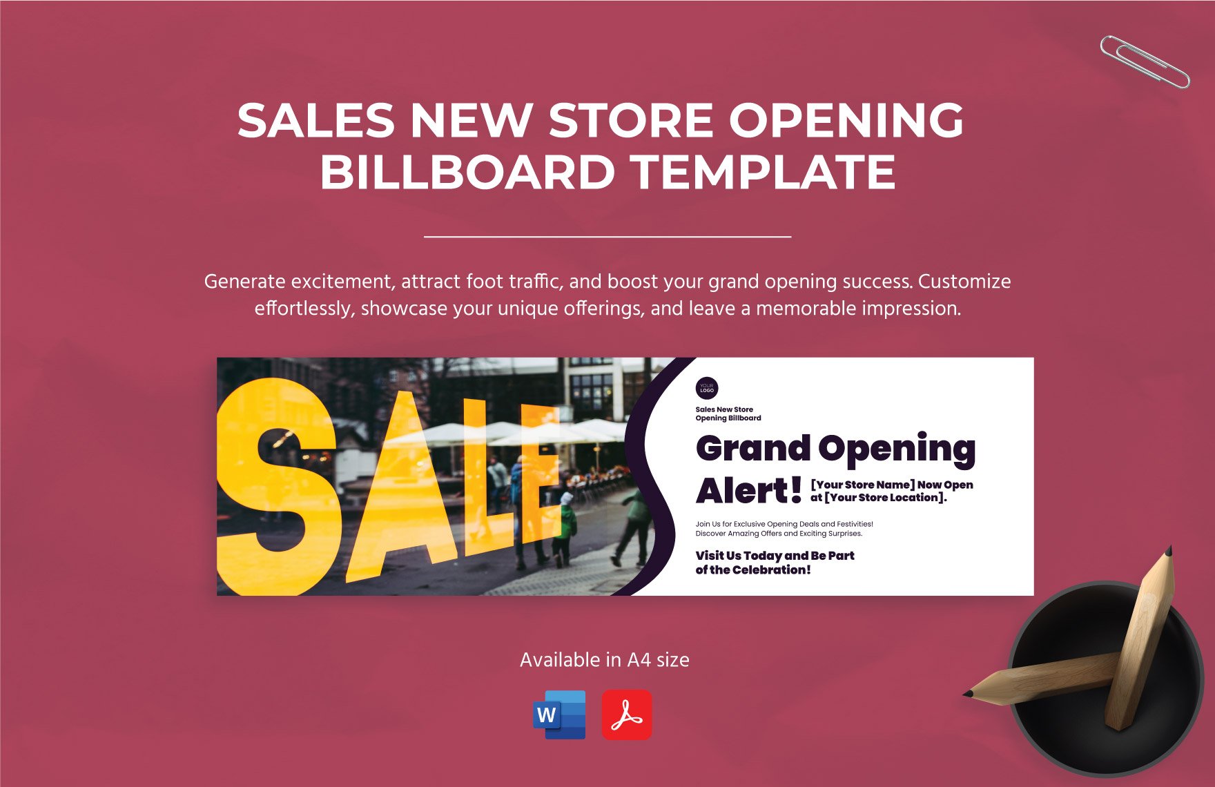 Sales New Store Opening Billboard Template in Word, PDF