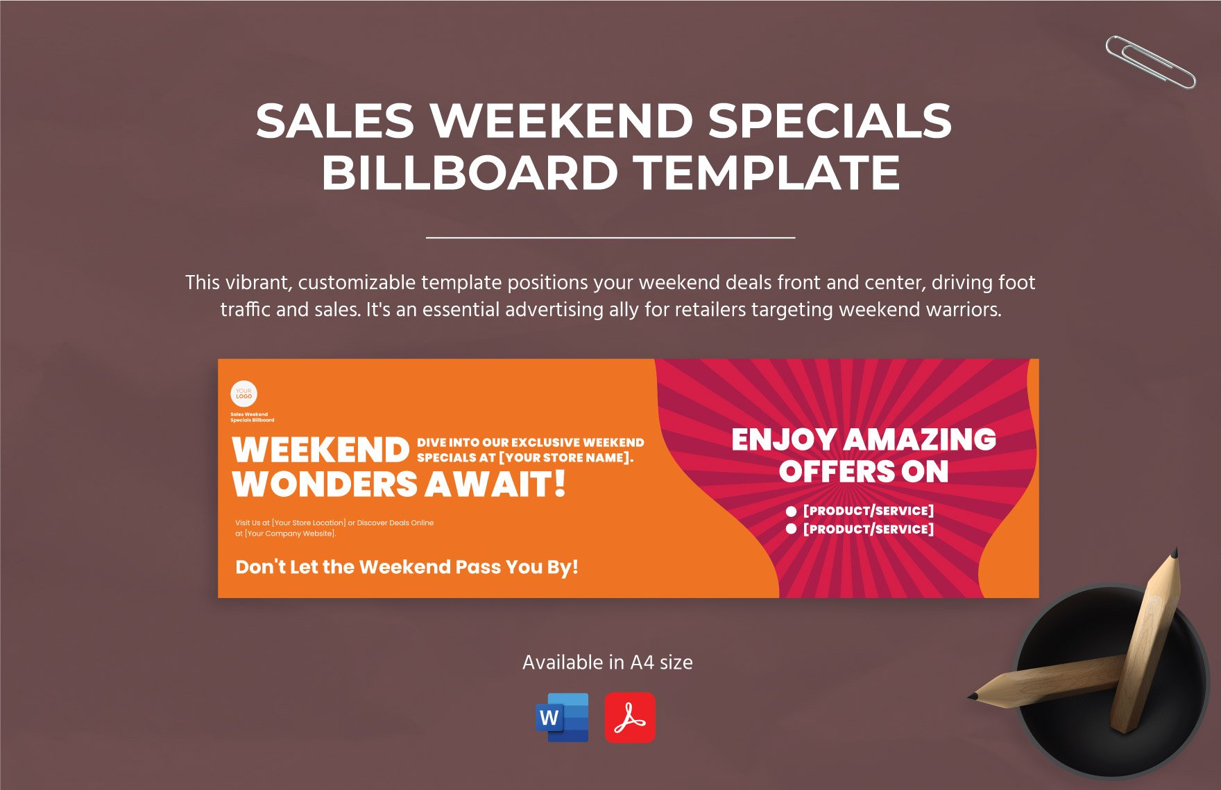Sales Weekend Specials Billboard Template in Word, PDF