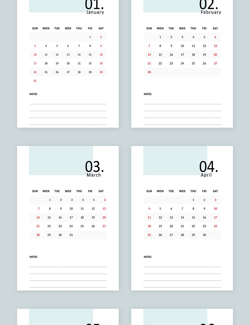 Printable Business Desk Calendar Template in Pages, Word, Google Docs