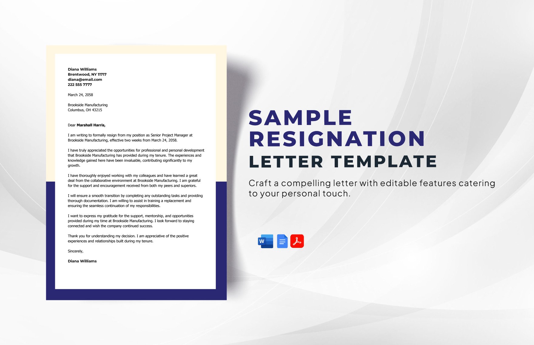 Sample Resignation Letter Template in Word, Google Docs, PDF, Apple Pages