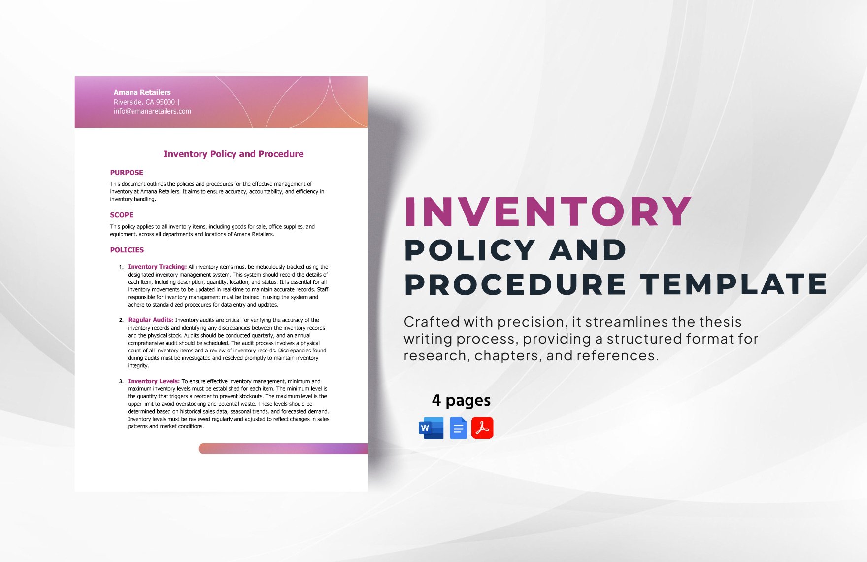 Inventory Policy and Procedure Template