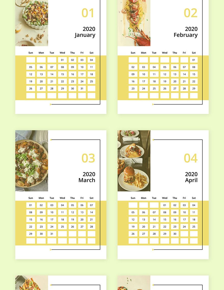 Restaurant Marketing Desk Calendar Template in Pages, Word, Google Docs