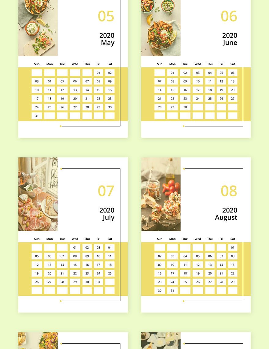 Restaurant Marketing Desk Calendar Template in Pages Word Google Docs