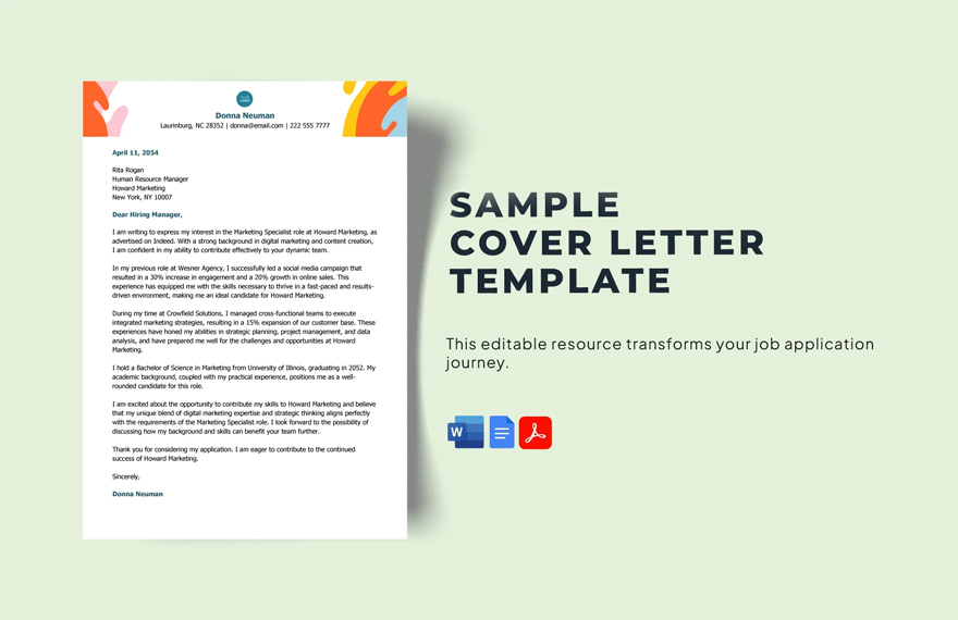 Free Sample Cover Letter Template