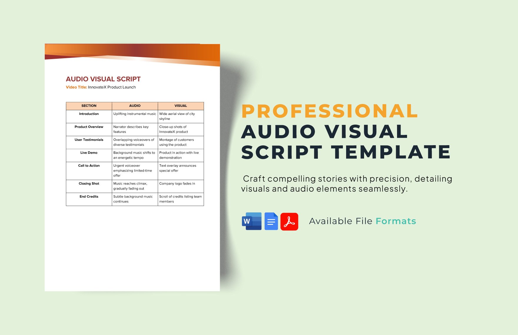 Audio Visual Script Template