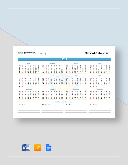 school calendar 1
