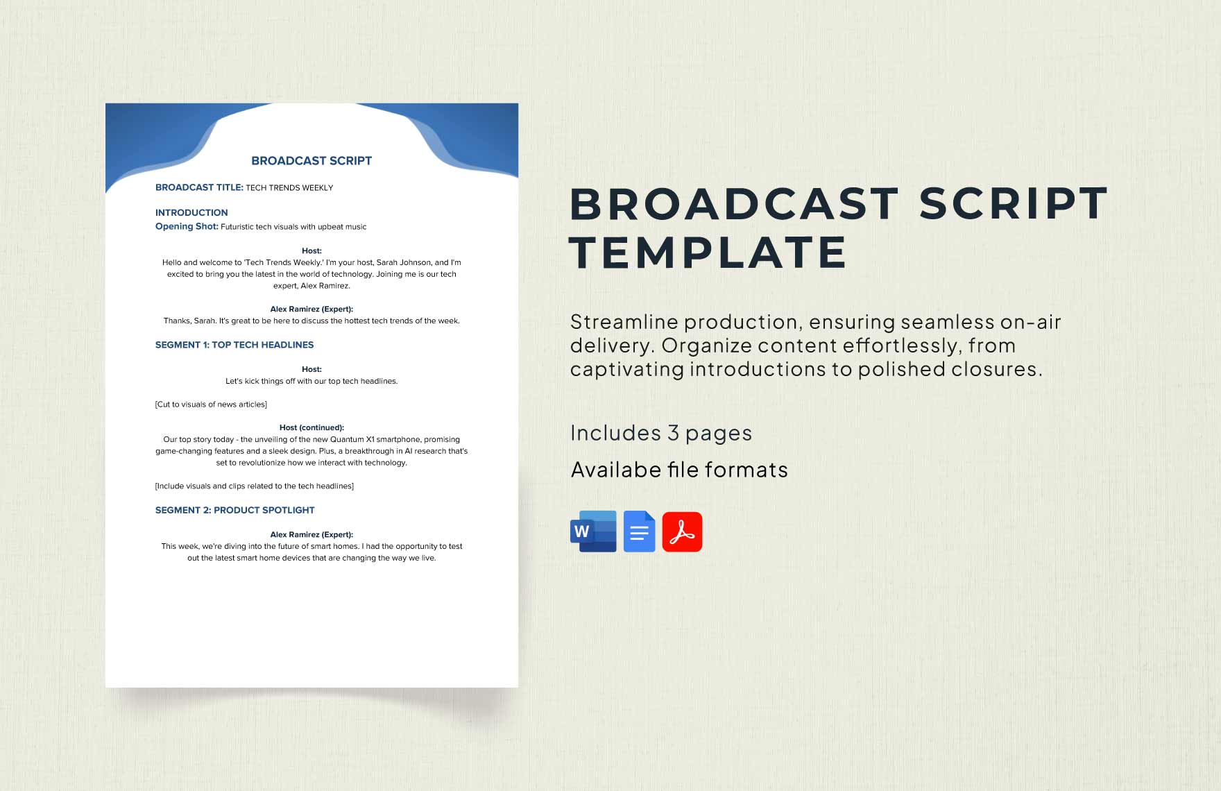 Free Broadcast Script Template in Word, Google Docs, PDF