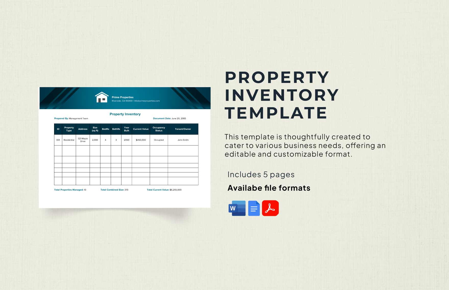 Property Inventory Template