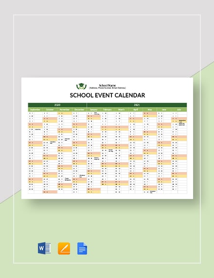 school event calendar