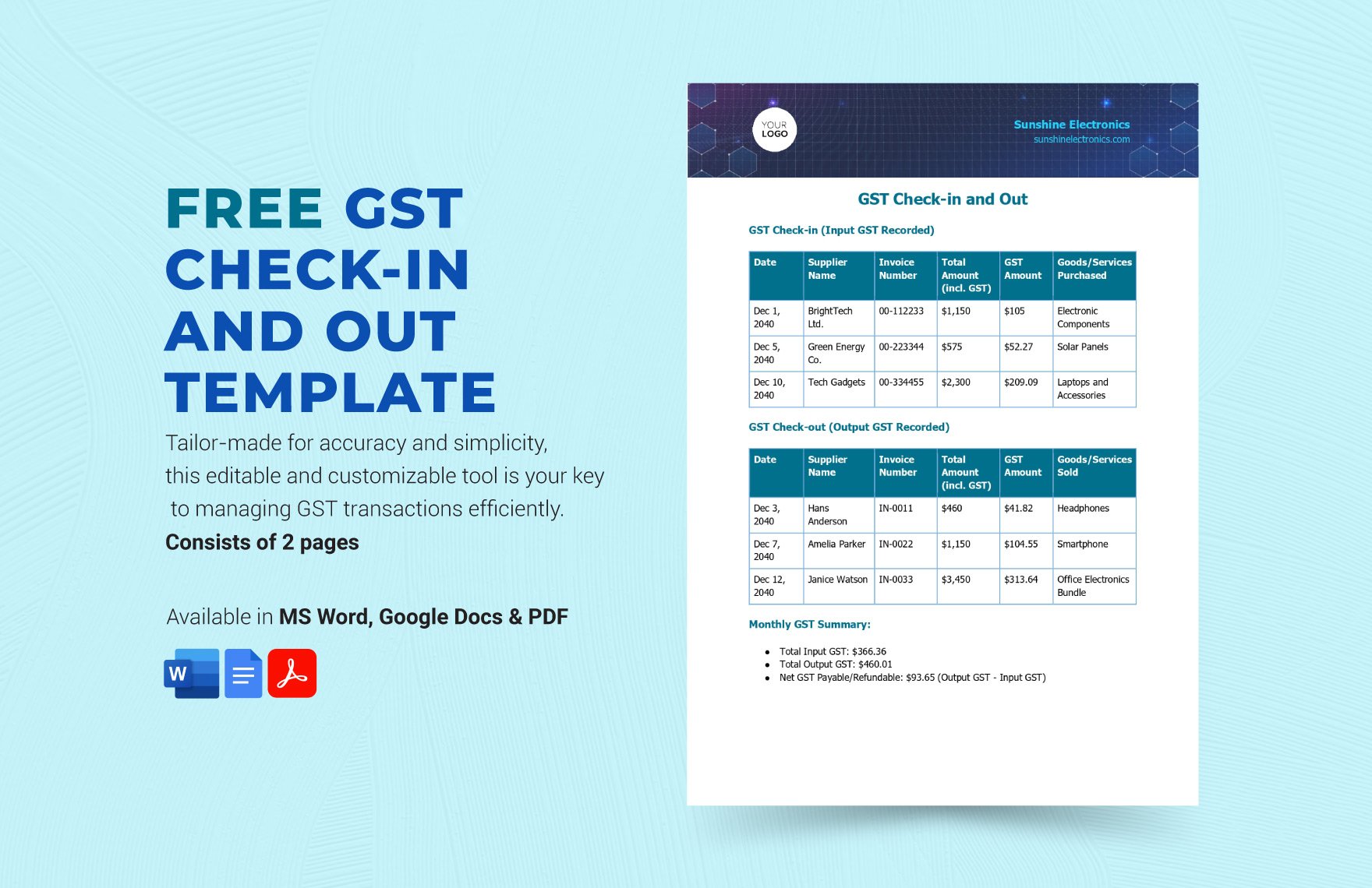 GST Check-in and Out Template