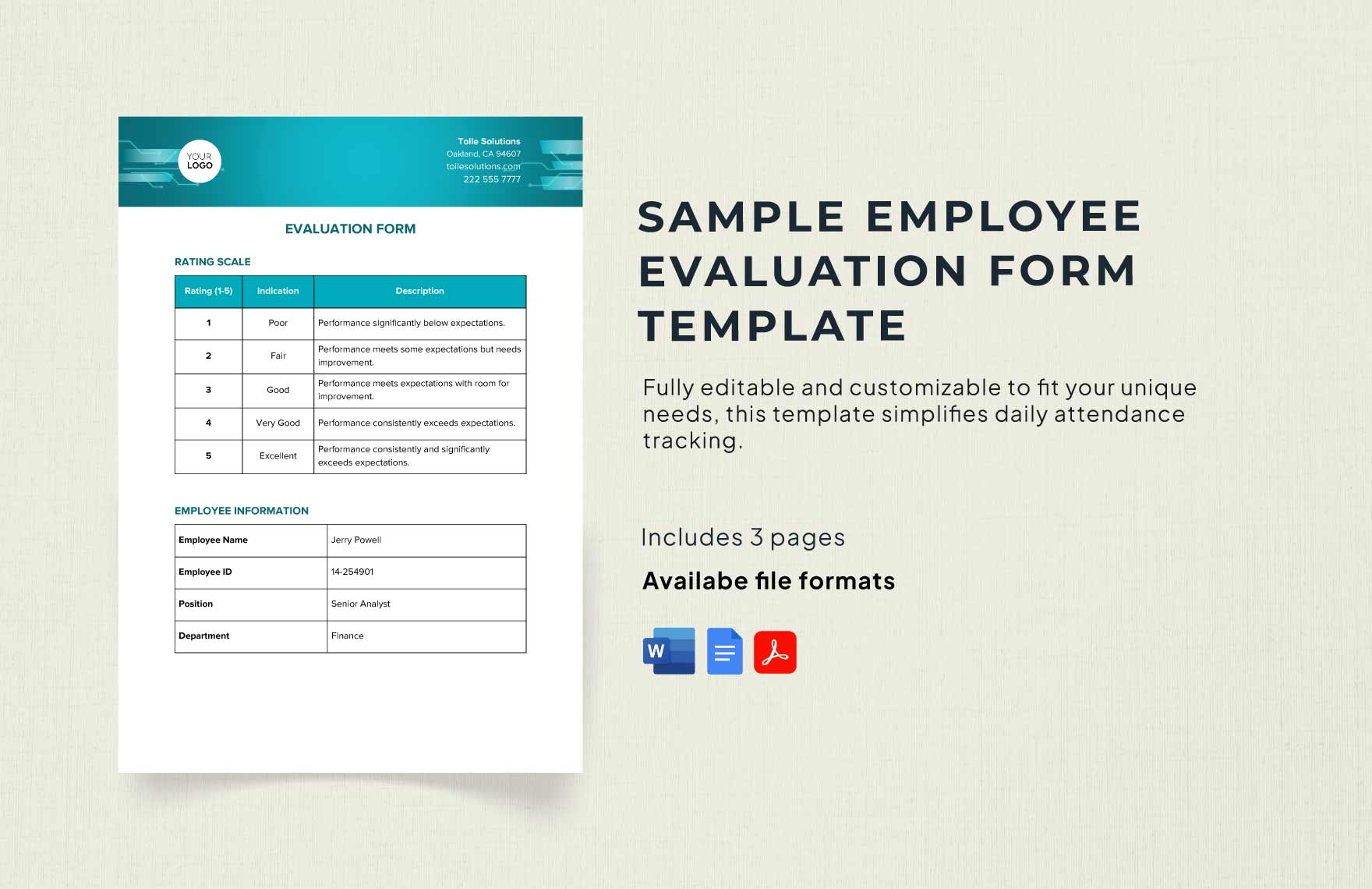 Free Sample Employee Evaluation Form Template in Word, Google Docs, PDF