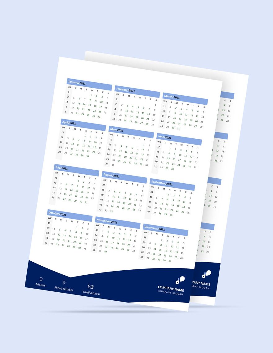 Simple Business Desk Calendar Template